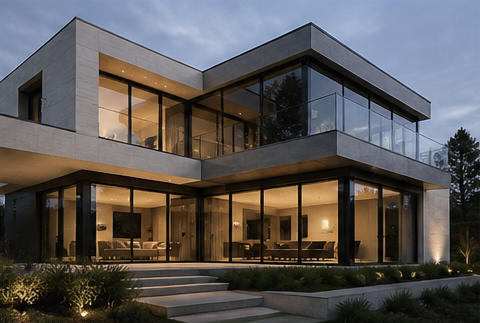 Custom Home With Floor To Ceiling Glass