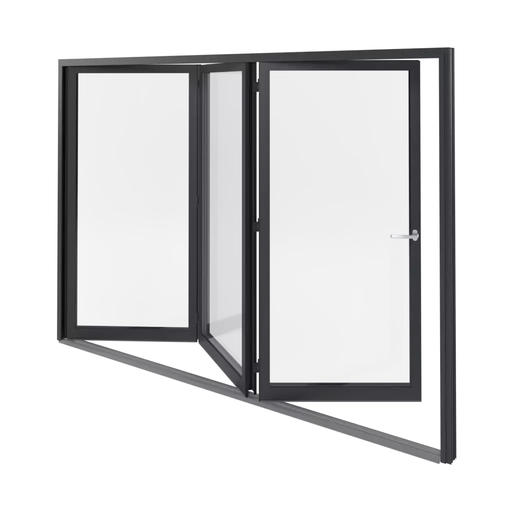 European aluminum folding patio doors connecting indoor and outdoor living spaces.