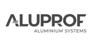 Aluprof manufacturer logo representing European aluminum window and door systems.