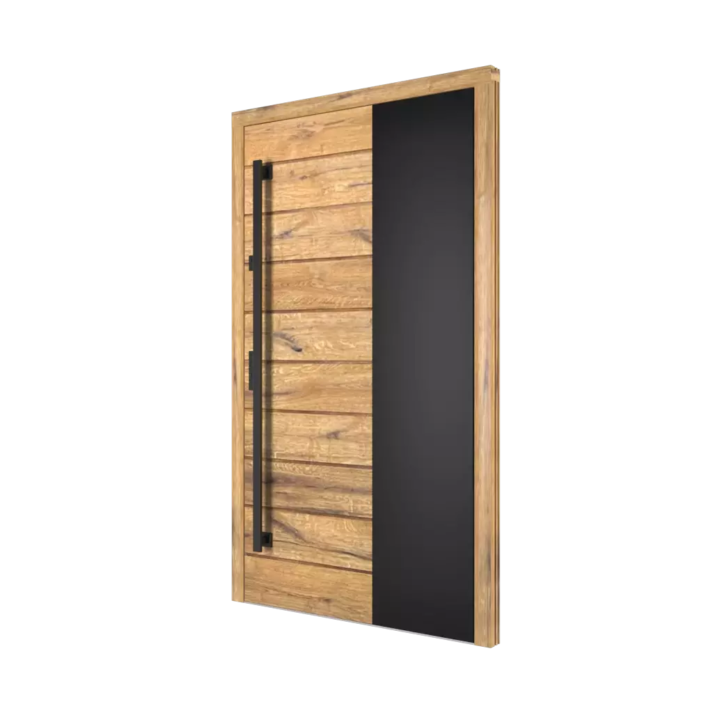 Contemporary aluminum pivot front entry door for luxury custom homes.